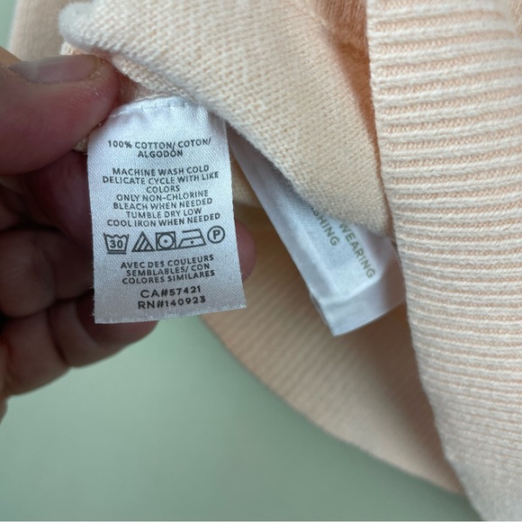 LOFT 100% Cotton Toucan Bird Novelty Print Crew Neck Sweater Light Coral Sz XS - Picture 7 of 9